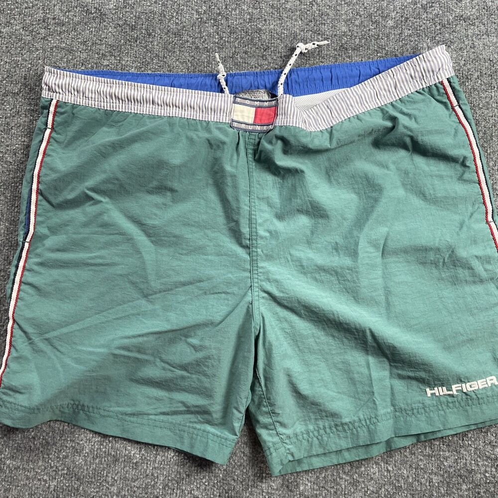Vintage Tommy Hilfiger Swim Truncks Mens 90s Green Mens Size Medium